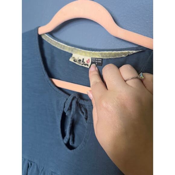 Vintage Volcom Baby Doll Juniors Size Small Y2K 3/4 Sleeve Blue Long Shirt 2000s - Picture 5 of 9